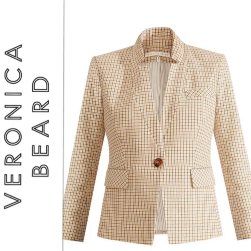 Veronica Beard White and Tan Blazer Tailored Fit